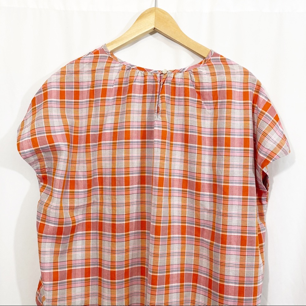 NEW Madewell Plaid Shirred Neck Boxy Top - Picture 8 of 14